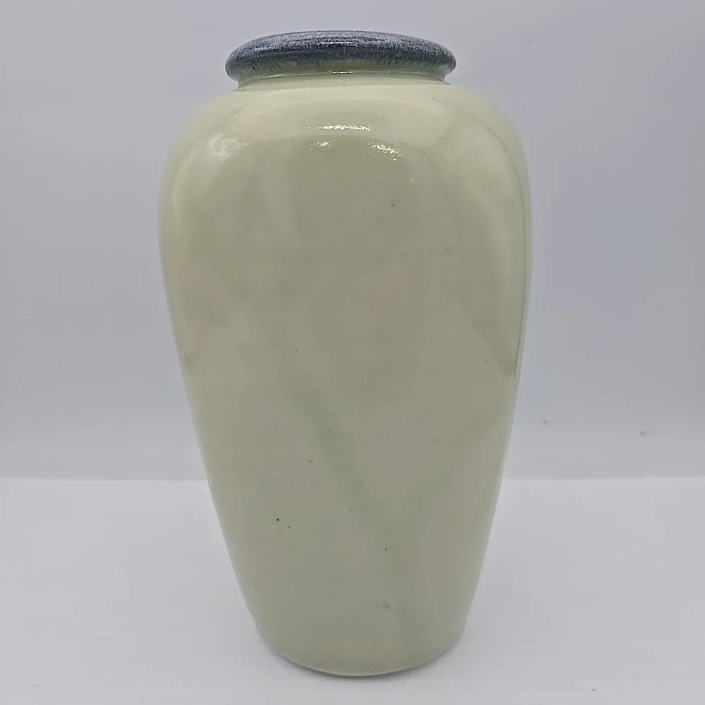 Vintage Studio Art Pottery‎ Vase Flowers Abstract Glazed Cobalt Signed